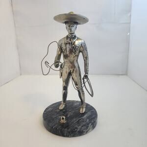 Vintage Metal "Charro statue on marble base